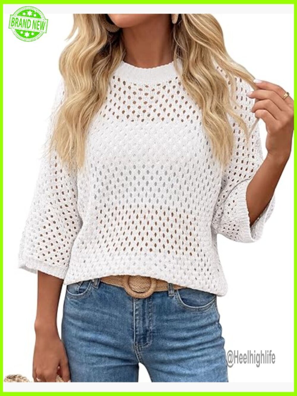 Lightweight Cotton Crochet Top Batwing Sleeve Summer Cover Up